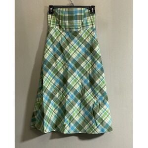 GAP Sundress Sz 2 plaid strapless fit & flare Y2K Preppy Picnic Brunch Easter